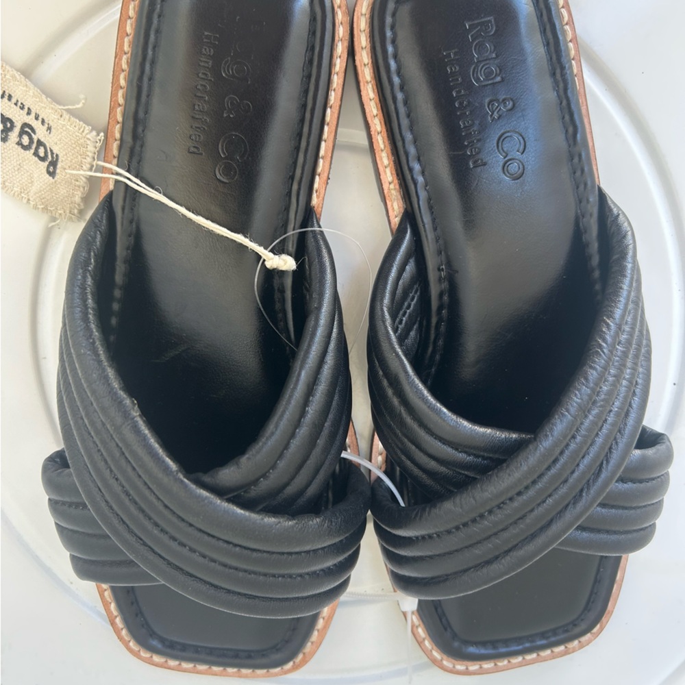 Rag & Co Eura Quilted Leather Flats, which feature crisscross straps Black Small